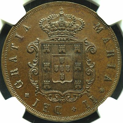 MS63BN Top Pop D. Maria XX R&eacute;is 1849 Cobre. D. Maria XX R&eacute;is 1849 Cobre MS63BN Top Pop
