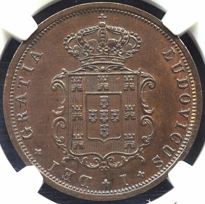 MS63BN D. Lu&iacute;s I V R&eacute;is 1876 Cobre. D. Lu&iacute;s I V R&eacute;is 1876 Cobre MS63BN