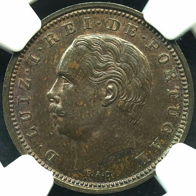 MS63BN D. Lu&iacute;s I V R&eacute;is 1885 Cobre. D. Lu&iacute;s I V R&eacute;is 1885 Cobre MS63BN