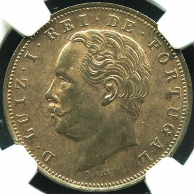 MS63RB Single Top Pop D. Lu&iacute;s I X R&eacute;is 1884 Cobre. D. Lu&iacute;s I X R&eacute;is 1884 Cobre MS63RB Single Top Pop