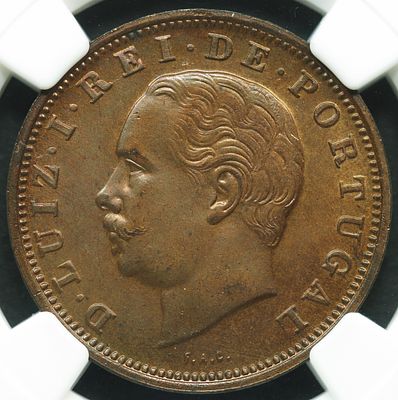 MS63RB D. Lu&iacute;s I XX R&eacute;is 1883 Cobre. D. Lu&iacute;s I XX R&eacute;is 1883 Cobre MS63RB