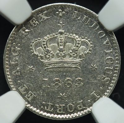 MS61 D. Lu&iacute;s I 50 R&eacute;is 1863 Prata. D. Lu&iacute;s I 50 R&eacute;is 1863 Prata MS61
