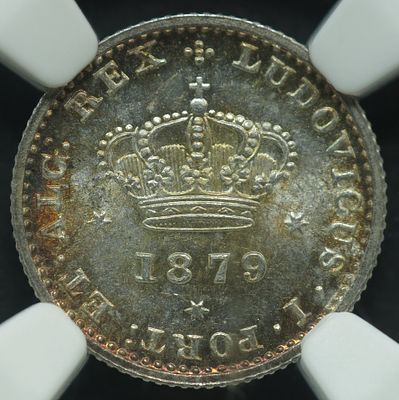 MS64 D. Lu&iacute;s I 50 R&eacute;is 1879 Prata. D. Lu&iacute;s I 50 R&eacute;is 1879 Prata MS64