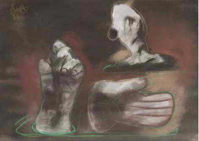Lot 28: Gilberto Aceves Navarro (Mexico City 1931 – Mexico City 2019) Manos – 1987, mixed media 