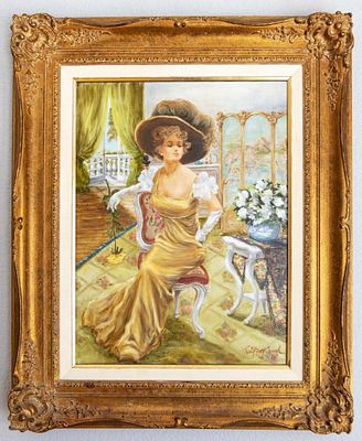 Original Gibson Girl Oil Painting By Rusty Church. Rare Original Victorian Gibson Girl Portrait 