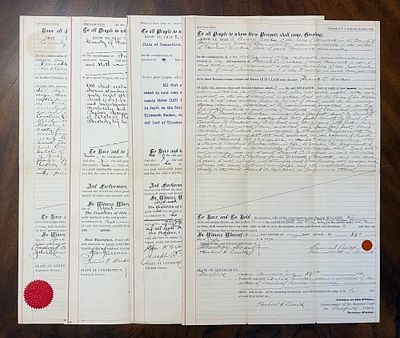 4 Antique Legal Documents - Land / Mortgage Deeds. Four (4) Antique Connecticut Legal Documents 