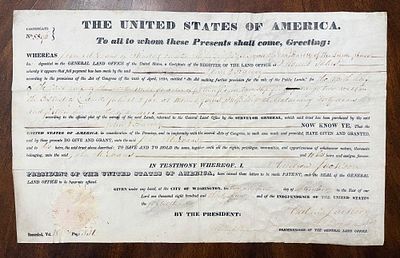 President Andrew Jackson Land Grant 1835. President Andrew Jackson Land Grant dated 1835 | 