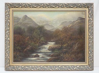 19th c. ELLIS WILSON WELSH LANDSCAPE. 19th c. Oil on Canvas Welsh Landscape by listed English 
