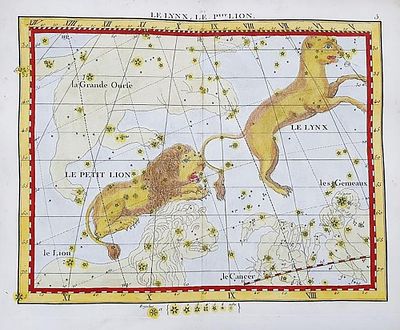 18th c. H/C Map Flamsteed and Fortin 1776. 18th Century hand-colored engraved Celestial Map / 