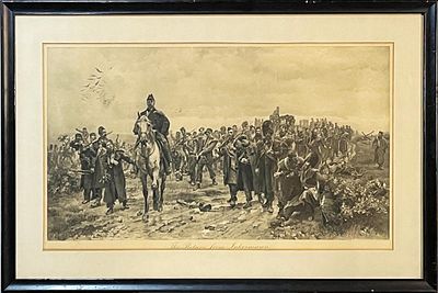 Engraving THE RETURN FROM INKERMANN After Lady Butler. Large Original Antique Engraving THE