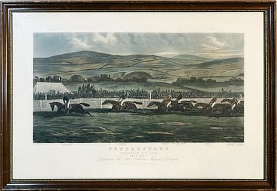 Aquatint PUNCHESTOWN CONYNGHAM CUP 1872. Large Colored Aquatint Engraving PUNCHESTOWN. CONYNGHAM