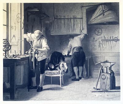Joseph Caraud (1821-1905) - Rare Antique Engraving LOVIS XVI LA FORGE DU DE PALAIS VERSAILLES