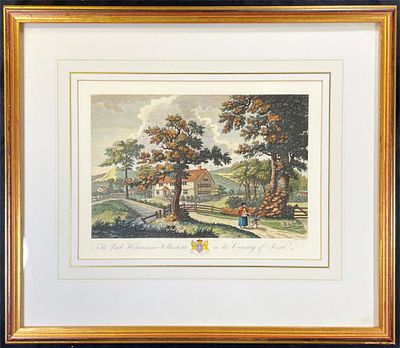 19th c. Engraving THE PARK HOUSE NEAR FOLKESTONE After John Barlow. 19th Century H/C Engraving 