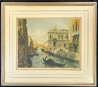 Signed Limited Ed. French H/C Etching by William Adolphe Lambrecht. Signed Limited Ed. French 