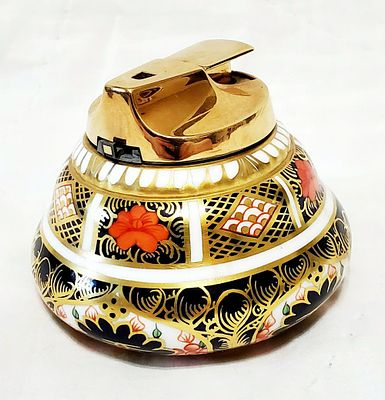 Royal Crown Derby Porcelain Table Lighter English Bone China Imari 1128. Vintage Royal Crown 