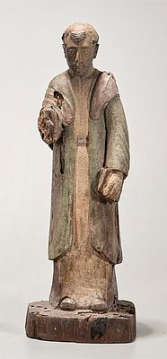 Antique Spanish Colonial Santos Carved Wood Sculpture. 18th c. Spanish Colonial Carved Wood 