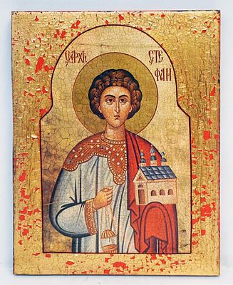 Russian Religious Wood Icon of St. Stephan. Russian Religious Icon of St. Stephan | Paint on 