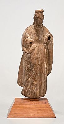 Antique Spanish Colonial Carved Wood Sculpture of Virgin Mary. 18th c. Spanish Colonial Carved 