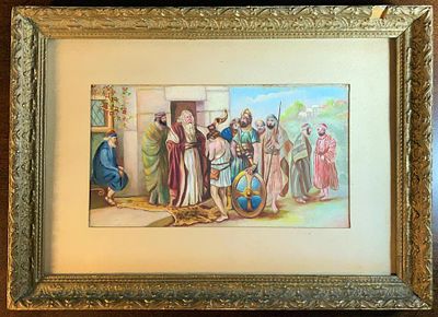 Figural Oil Painting of SAMUEL ANOINTS DAVID [1 Samuel 16: 1-13] | "So Samuel took the horn of 