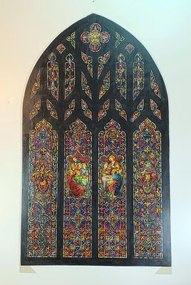 Rare Original Design Drawing / Painted for Stained Glass Window of the Lord's Supper. Rare 