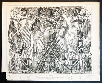 Rare 19th c. Military Iconographic Engraving by J. G. Heck. Rare 19th Century Iconographic 