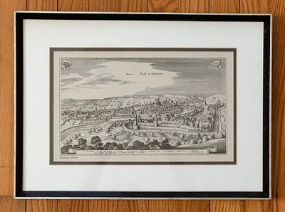 17th c. Engraving HALA. HALL IN SCHWABEN by Matthäus Merian, 1643. 17th c. Engraving HALA. HALL 