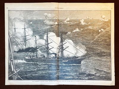 Harper's Weekly Illustration THE PRESIDENT'S VACATION - TARGET PRACTICE WITH THE GREAT GUNS OUT 