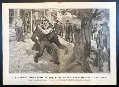 Tennessee Antique Illustration, Harper's, Politics in Cumberland Mountains | Entitled: A 
