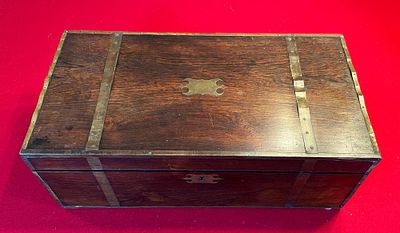 Early 19th c. Traveling Writing Box / Writing Slope / Slope Lap Desk. Large Antique Early 19th 