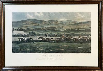 Large Antique Aquatint PUNCHESTOWN. CONYNGHAM CUP 1872. THE FINISH. Large Original H/C Aquatint 
