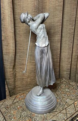 Art Deco Silvered Bronze Sculpture After Chiparus. Art Deco Silvered Bronze Sculpture After