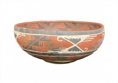 Antique Southwestern Polychrome Terracotta Pottery Bowl | Includes pre-columbian features |