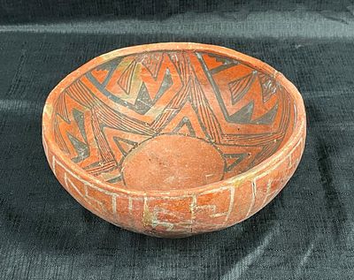 Anasazi St. Johns Polychrome Ceramic Bowl - Native. Anasazi Wingate Black on Red Ceramic Bowl -