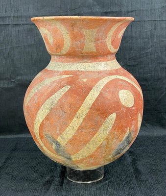 Mississippian Quapaw Swirl Red on Buff Swirl Pottery Bo. Pre-Columbian / Prehistoric