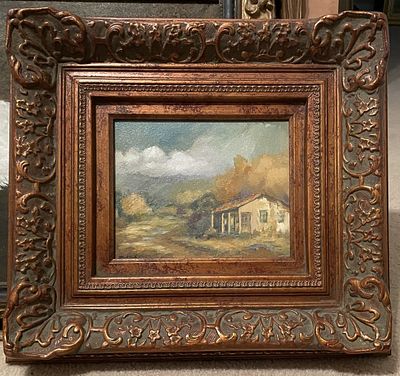 Mary Ellen Sligh "Dusty Texas Road" Landscape Oil. Landscape oil painting. Mary Ellen Sligh