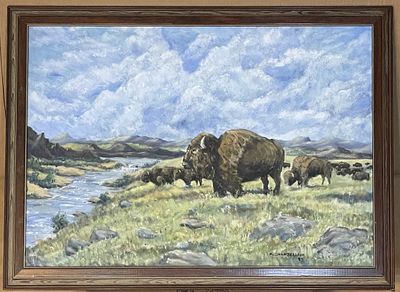 Wildlife Landscape Oil Painting by Mitchell Chambnerlai. Wildlife Landscape Oil Painting by