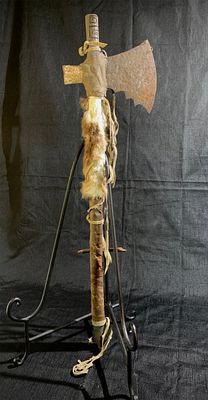 Antique Native American Pipe Tomahawk | Rare features include blade large shape combined with a