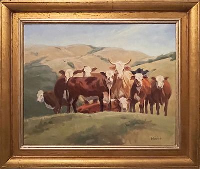 American Western Oil Painting by Nancy Becker CATTLE. American Western Oil Painting of Cattle by
