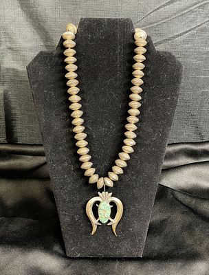 Rare Vintage Squash Blossom Sterling Silver Necklace. A Rare Vintage Original Navajo Sterling