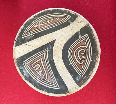 Pre-Columbian, Panama, Cocle Polychrome Pedestal Dish. Pre-Columbian, Painted / Polychrome