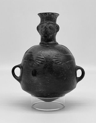 Pre-Columbia Chimu Blackware Spouted Vessel. Pre-Columbian, Central Coast Peru, Chimu| This is a