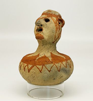 Antique Native American Tesuque Rain god Pottery. Antique Native American Tesuque Polychrome