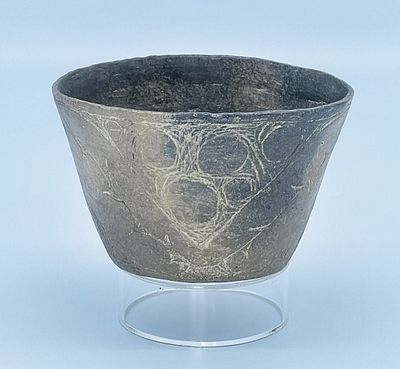 Native American Mississippian Caddo Incised Pottery Cup. Prehistoric Native American, Caddoan