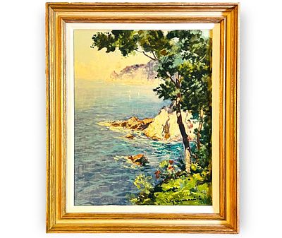 French Cote d'Azur Seascape Oil Painting | Oil on Canvas | Signed by the artist in the lower