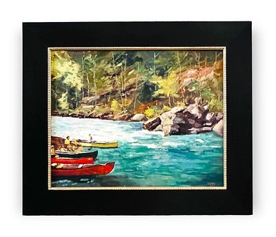 Riverscape Oil Painting by Joel Knapp (Gallatin, Tennessee) CANOEING THE NANTAHALA. Riverscape