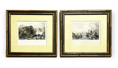 Pair of 19th c. Hand-Colored Engravings by Thomas Allom. Pair of 19th c. Hand-Colored Engravings