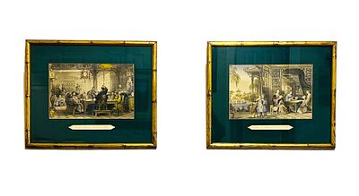 Pair of 19th c. Hand-Colored Engravings. Pair of 19th c. Hand-Colored Documentary Engravings of