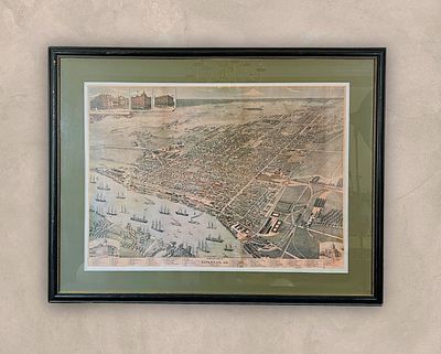 Large 1891 Map of Bird's Eye View of Savannah, Georgia. Description: Rare grand large scale