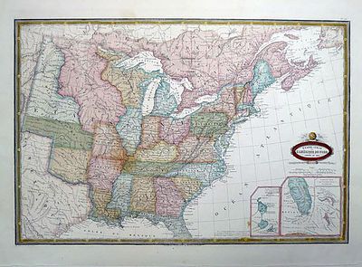 Antique Civil War Era Map, U.S. & Canada, R. de Tournon / Jules Renouard, 1860. Antique