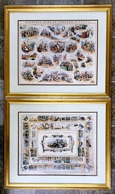 Pair of 19th c. Board Game Engravings, SPOONER'S GAME OF ENGLISH HISTORY. Description: Pair of